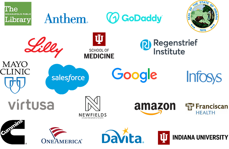 Logos of companies that have hired Luddy grads